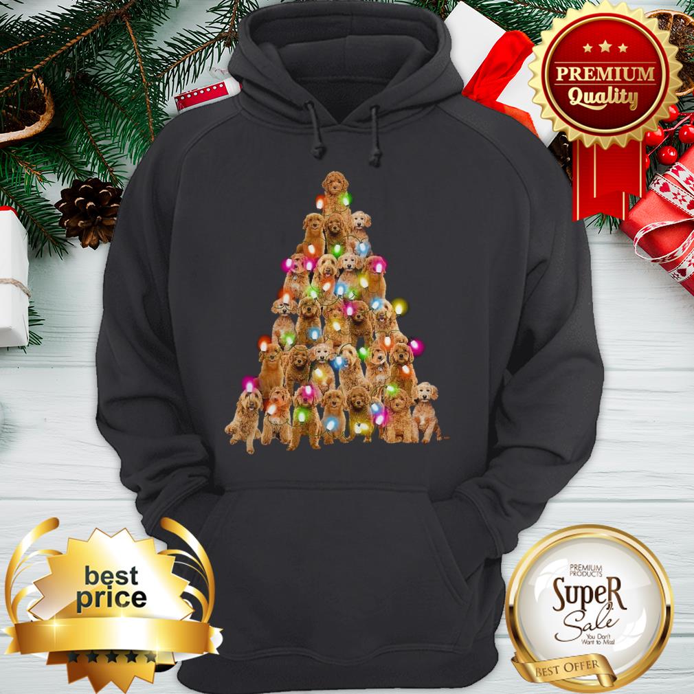 Goldendoodle Dog Lights Christmas Tree Shirt - Image 5