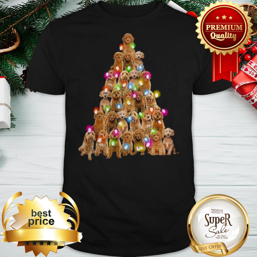 Goldendoodle Dog Lights Christmas Tree Shirt