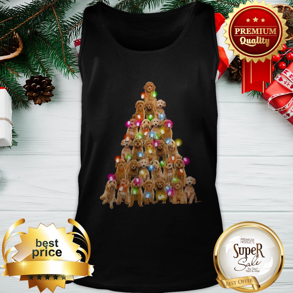 Goldendoodle Dog Lights Christmas Tree Shirt - Image 3
