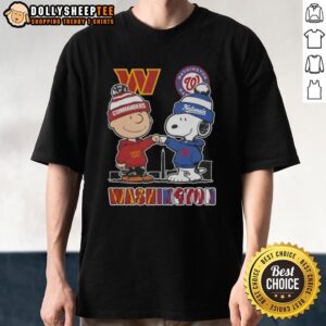 Top Snoopy And Charlie Brown Washington Sports Commanders X Nationals Skyline T-Shirt