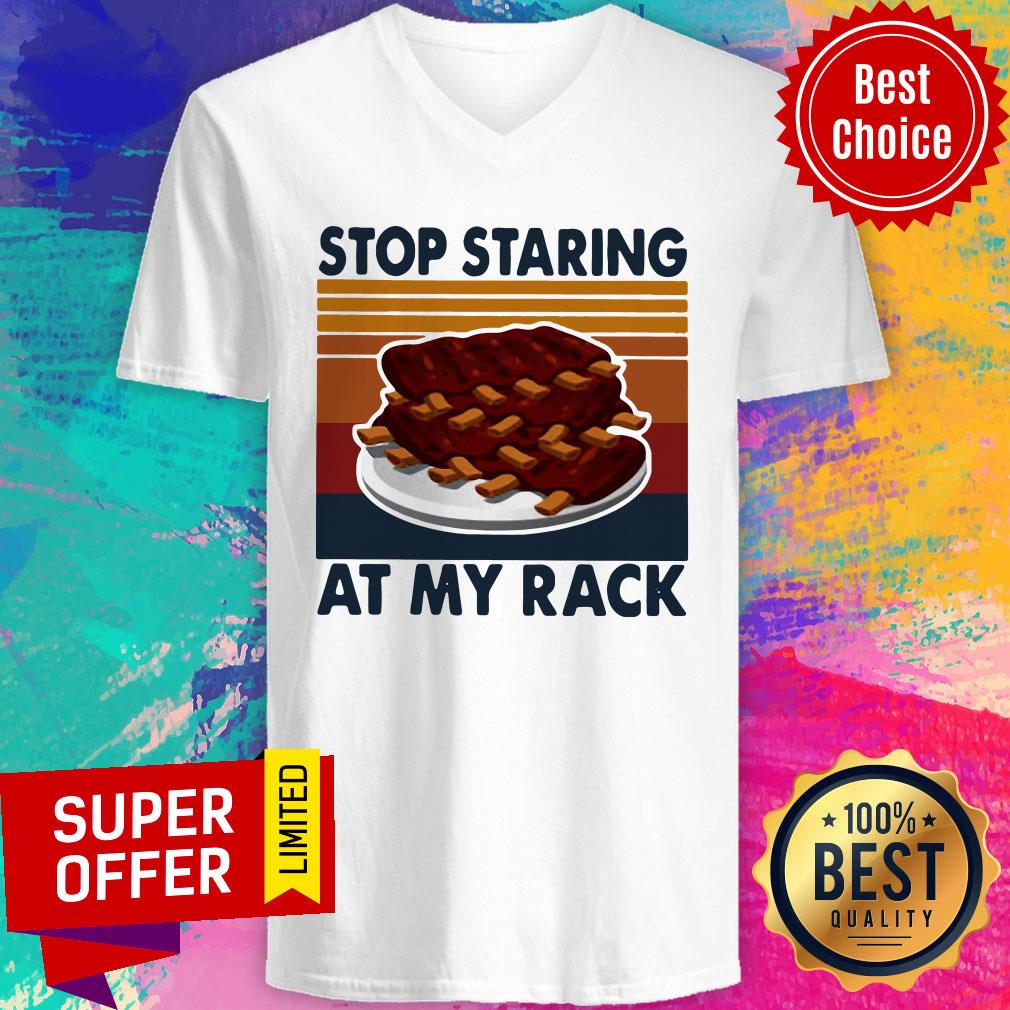 Awesome Stop Staring At My Rack Vintage Retro Shirt - Image 2