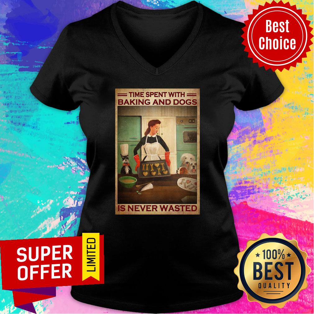 Funny Time Spent With Baking And Dogs Is Never Wasted Shirt - Image 3