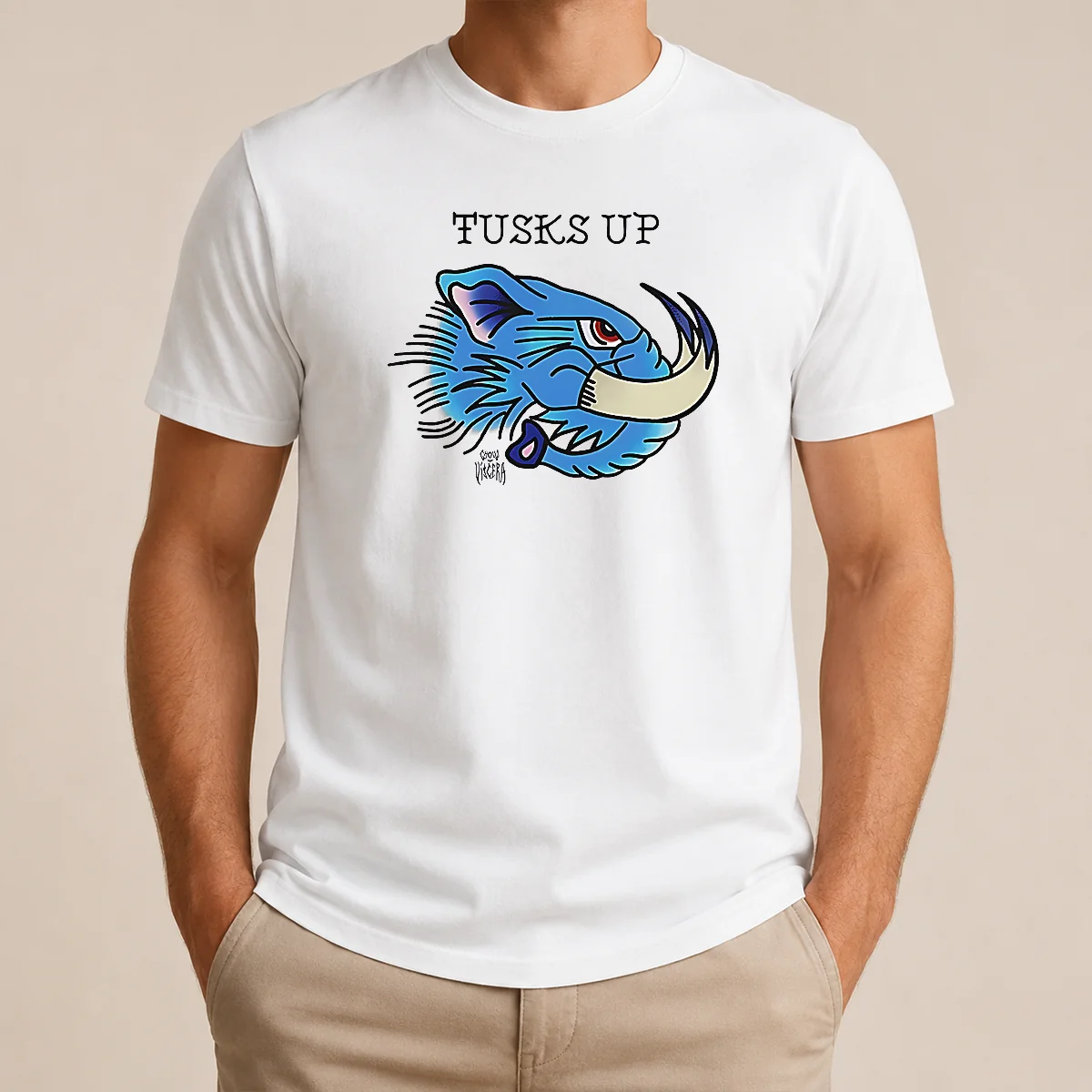 Pretty Tusks Up Blue Boar Head By Ghou Viscera Shirt