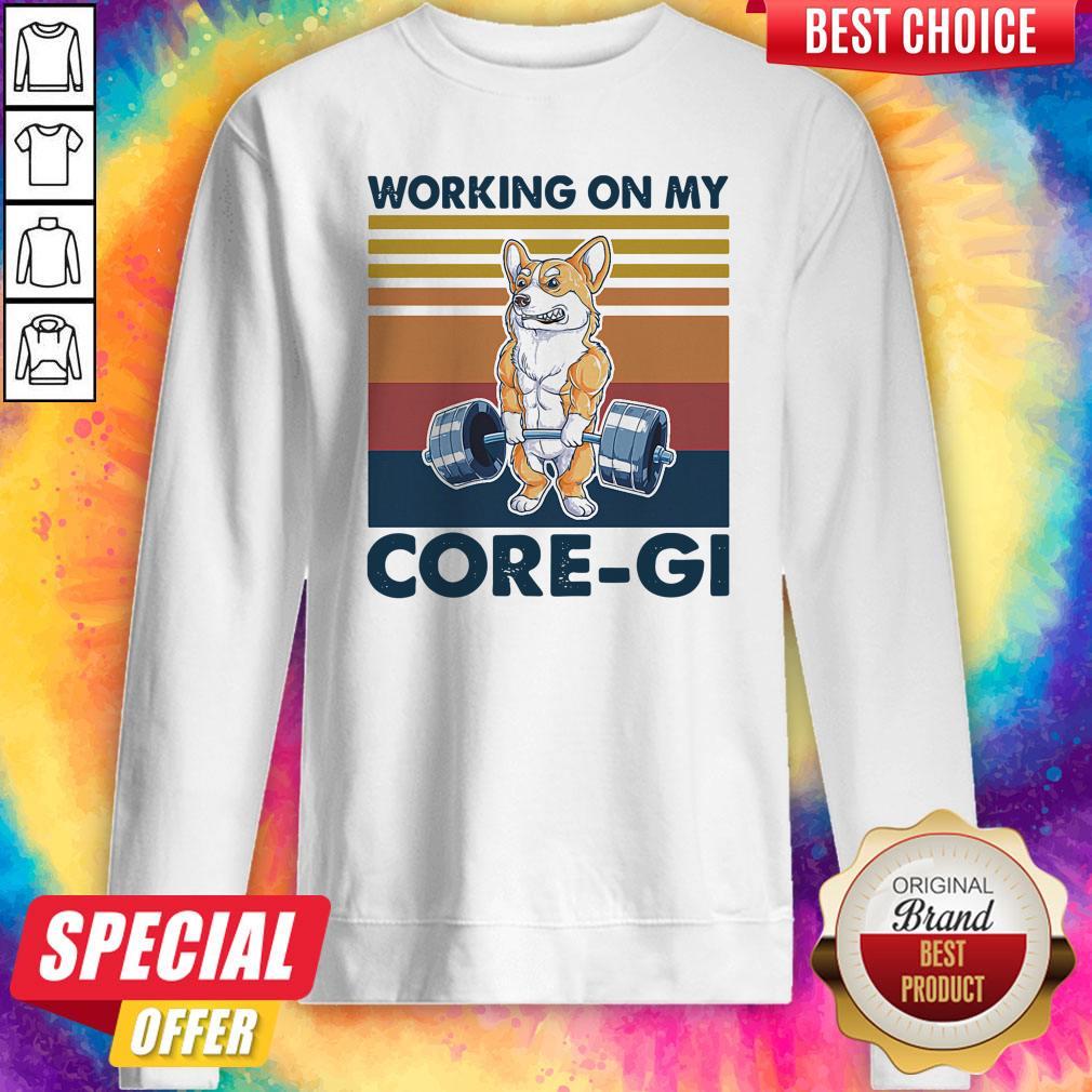 Top Weight Lifting Working On My Core Gi Vintage Retro Shirt - Image 5