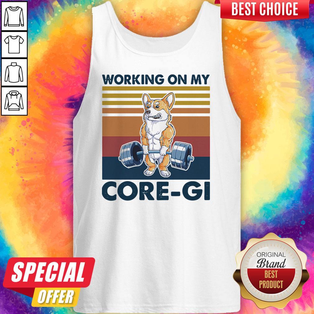 Top Weight Lifting Working On My Core Gi Vintage Retro Shirt - Image 4