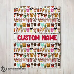 Perfect Disney Snack Club Food Pattern Blanket Fleece Customized Blanket