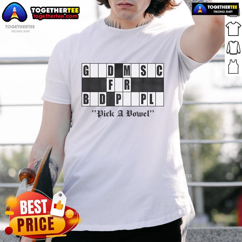 Original Pick A Vowel Good Music For Bad People Logo T-Shirt