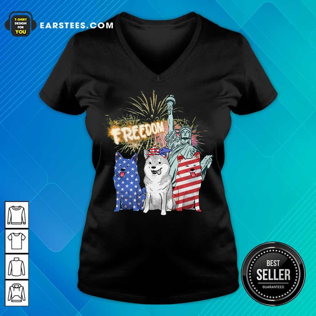 Hot Freedom Shiba Inu Statue Of Liberty USA Flag Shirt - Image 5