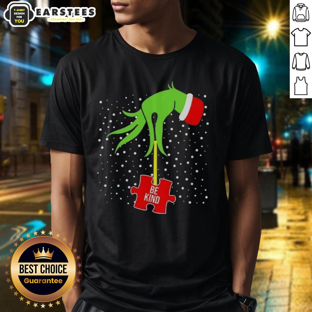 Good Grinch Hand Be Kind Puzzle Autism Awareness Christmas T-Shirt