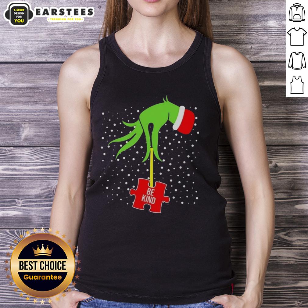 Good Grinch Hand Be Kind Puzzle Autism Awareness Christmas T-Shirt - Image 4