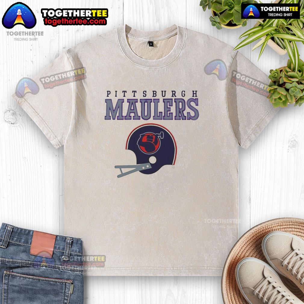 Premium Pittsburgh Maulers USFL Helmet And Wordmark T-Shirt - Image 6