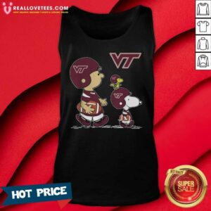 Alternative view of Pro The Peanuts Charlie Brown And Snoopy Woodstock Virginia Tech Hokies Football Shirt
