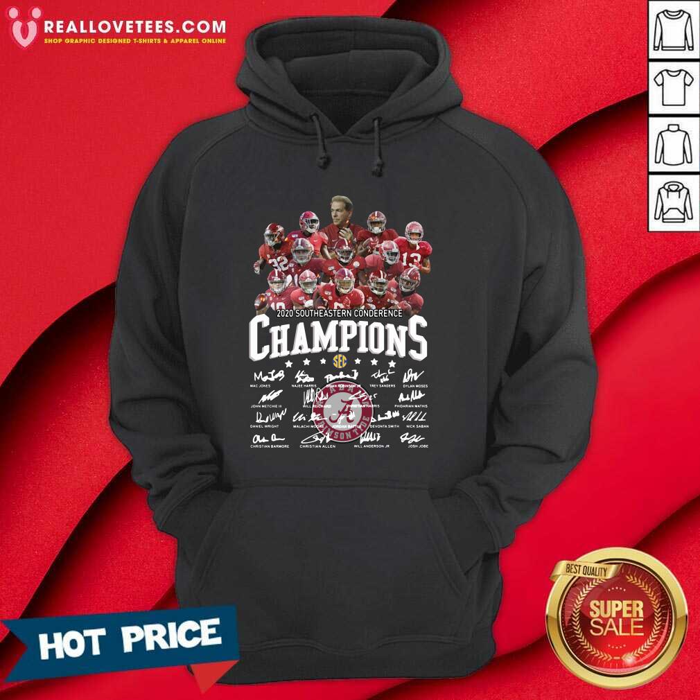 So Alabama Crimson Tide 2020 Southeastern Conference Champions Player Names Signatures Shirt - Image 4