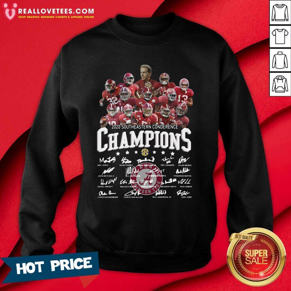 So Alabama Crimson Tide 2020 Southeastern Conference Champions Player Names Signatures Shirt - Image 3