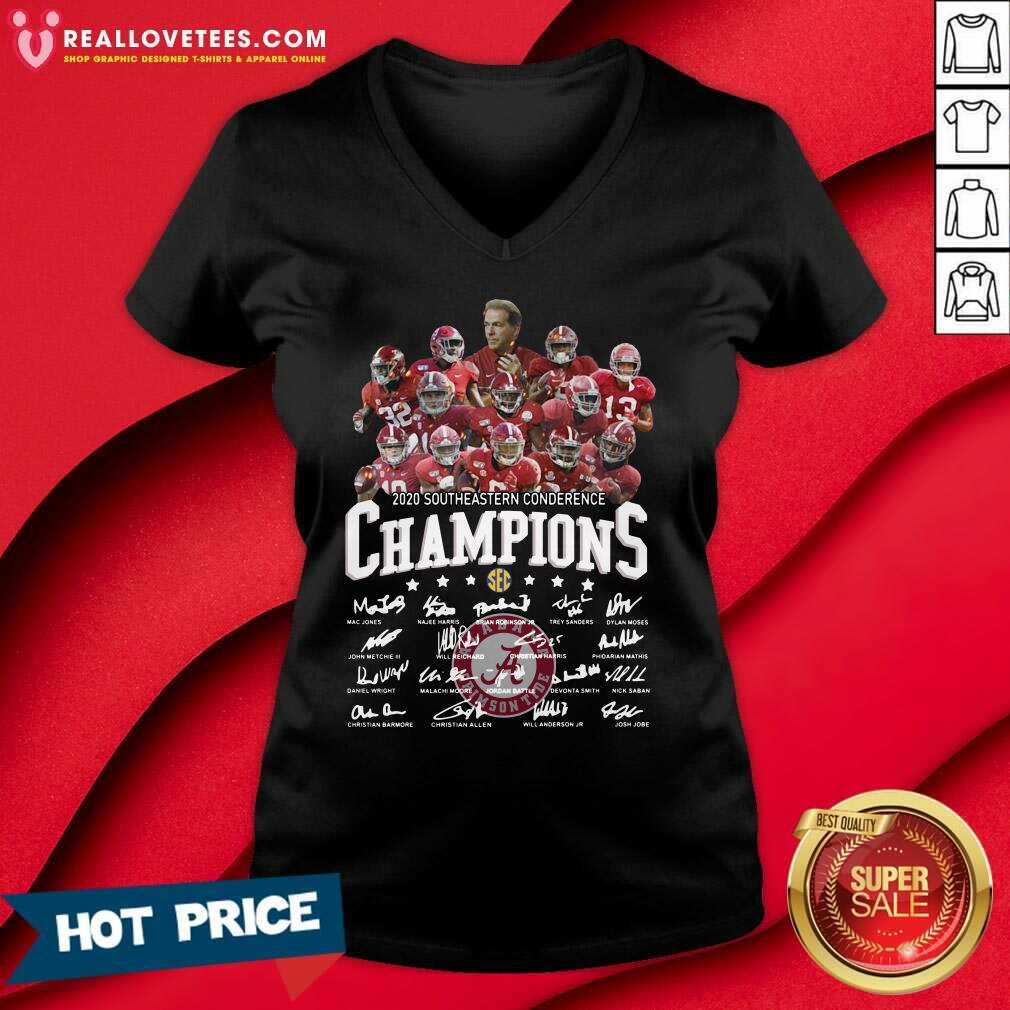 So Alabama Crimson Tide 2020 Southeastern Conference Champions Player Names Signatures Shirt - Image 5