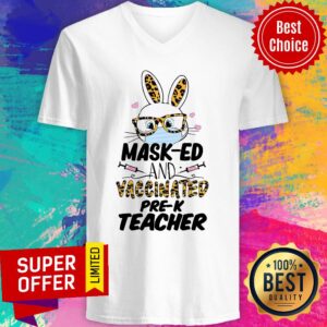 Alternative view of Premium Mask-ed And Vaccinated Pre-K Teacher Easter Shirt