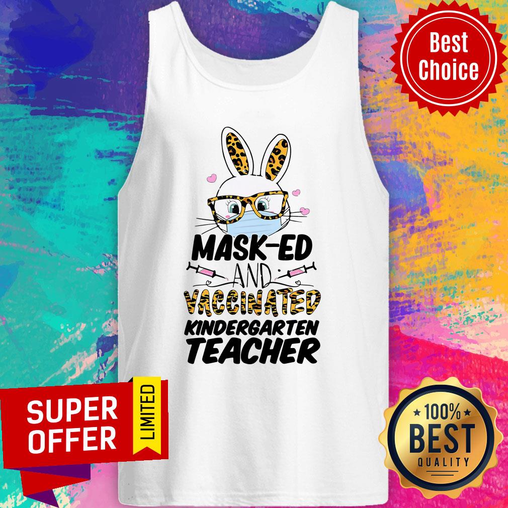 Top Mask-ed And Vaccinated Kindergarten Teacher Easter Shirt