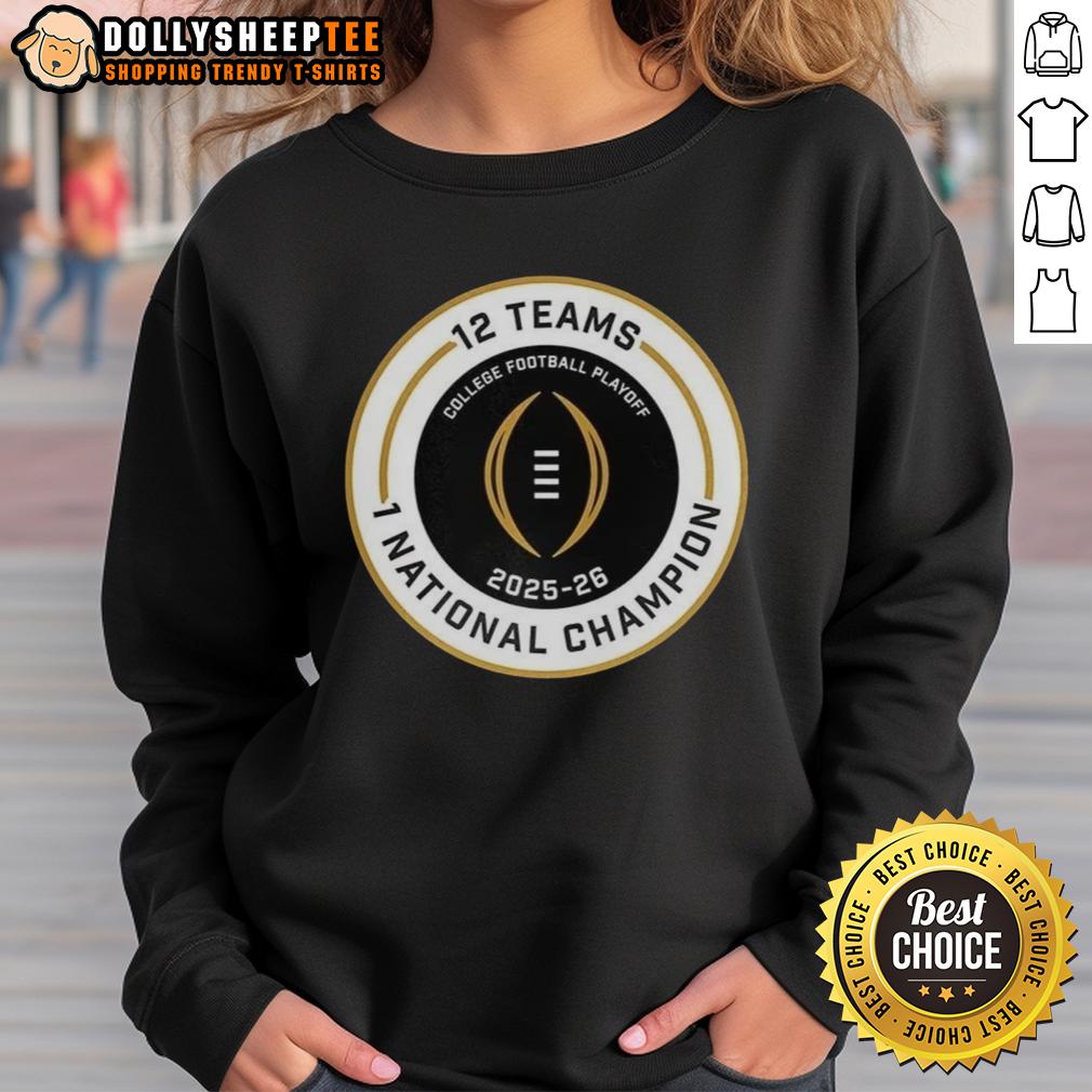 Official College Football Playoff 2025 2026 12 Teams 1 National Champion Logo T-Shirt - Image 4