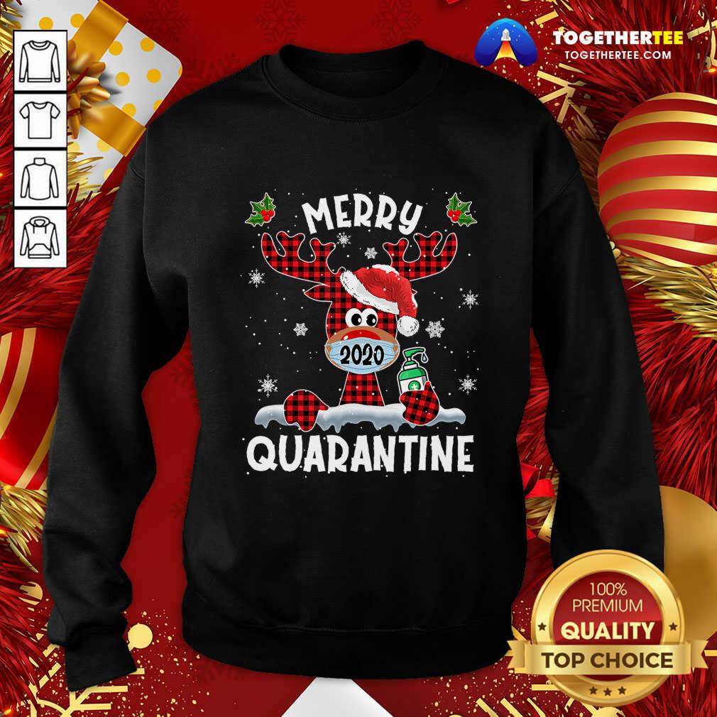 Funny Merry Quarantine Christmas 2020 Reindeer Mask Family Pajamas Shirt - Image 4