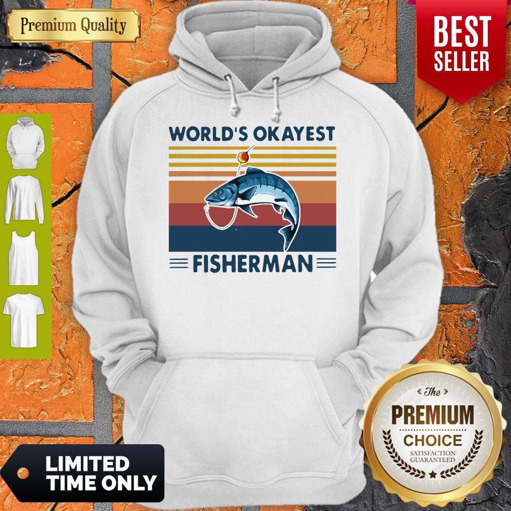 Nice Worlds Okayest Fisherman Vintage Shirt - Image 5