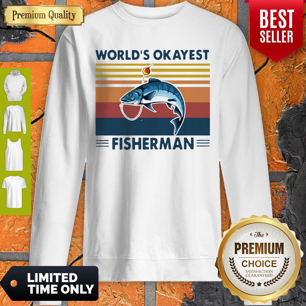 Nice Worlds Okayest Fisherman Vintage Shirt - Image 4