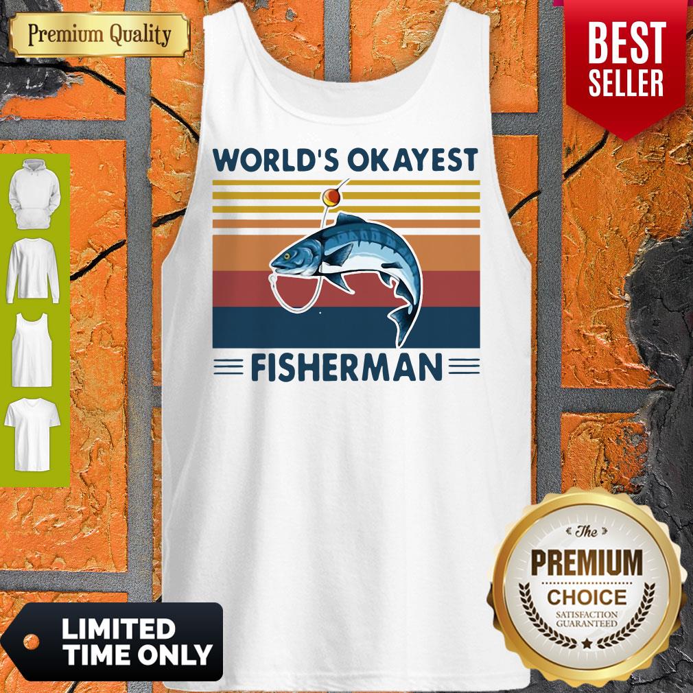 Nice Worlds Okayest Fisherman Vintage Shirt - Image 3