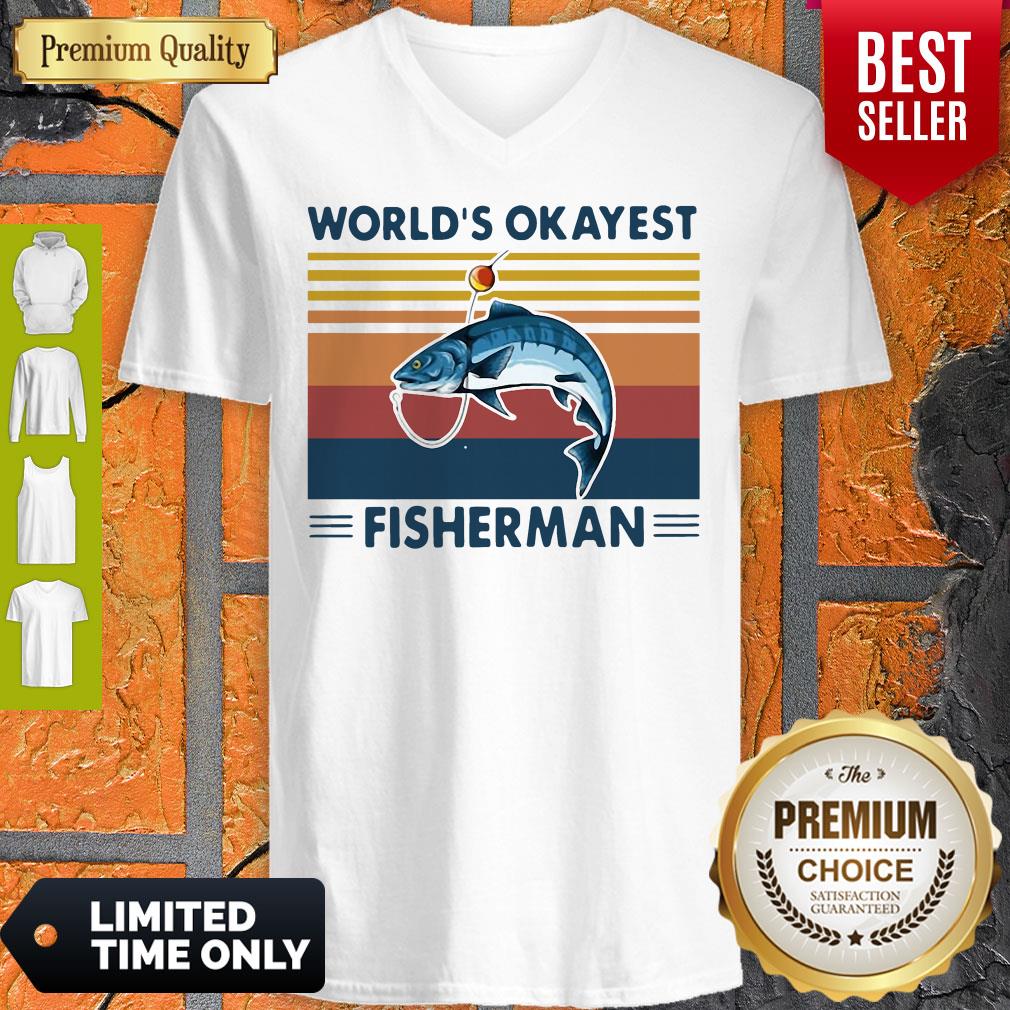 Nice Worlds Okayest Fisherman Vintage Shirt - Image 2