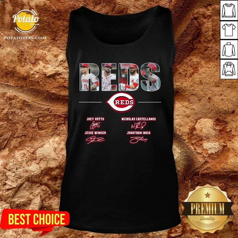 Cincinnati Reds Joey Votto Nicholas Castellanos Jesse Winker Jonathan India Signatures Shirt - Image 4