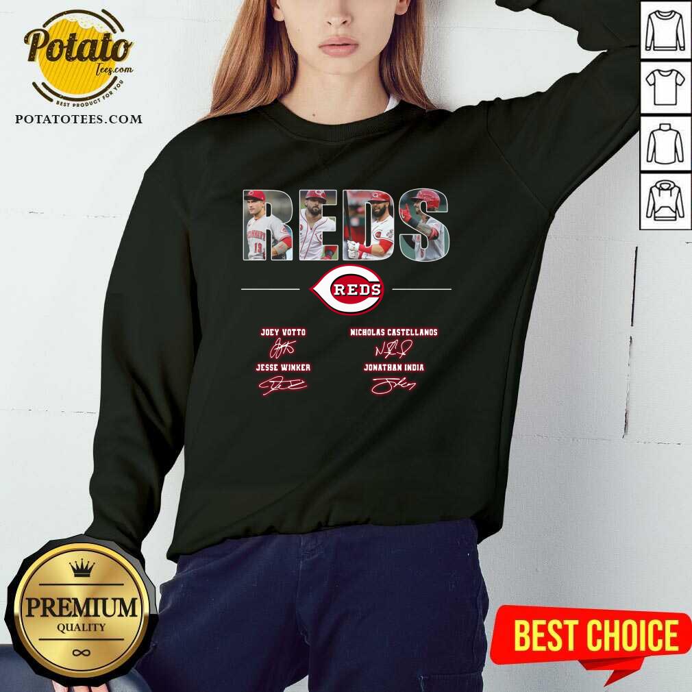 Cincinnati Reds Joey Votto Nicholas Castellanos Jesse Winker Jonathan India Signatures Shirt - Image 3