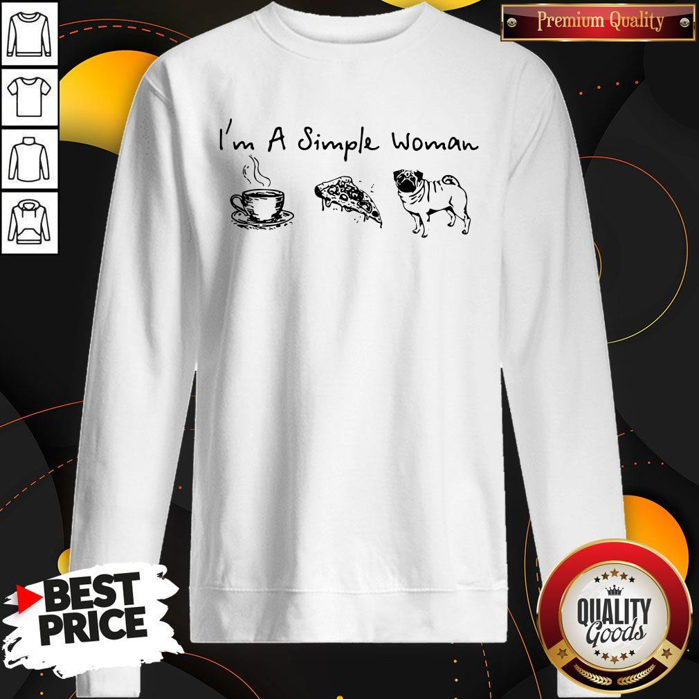 Pretty I’m A Simple Woman Tea Pizza Pug T-Shirt - Image 2