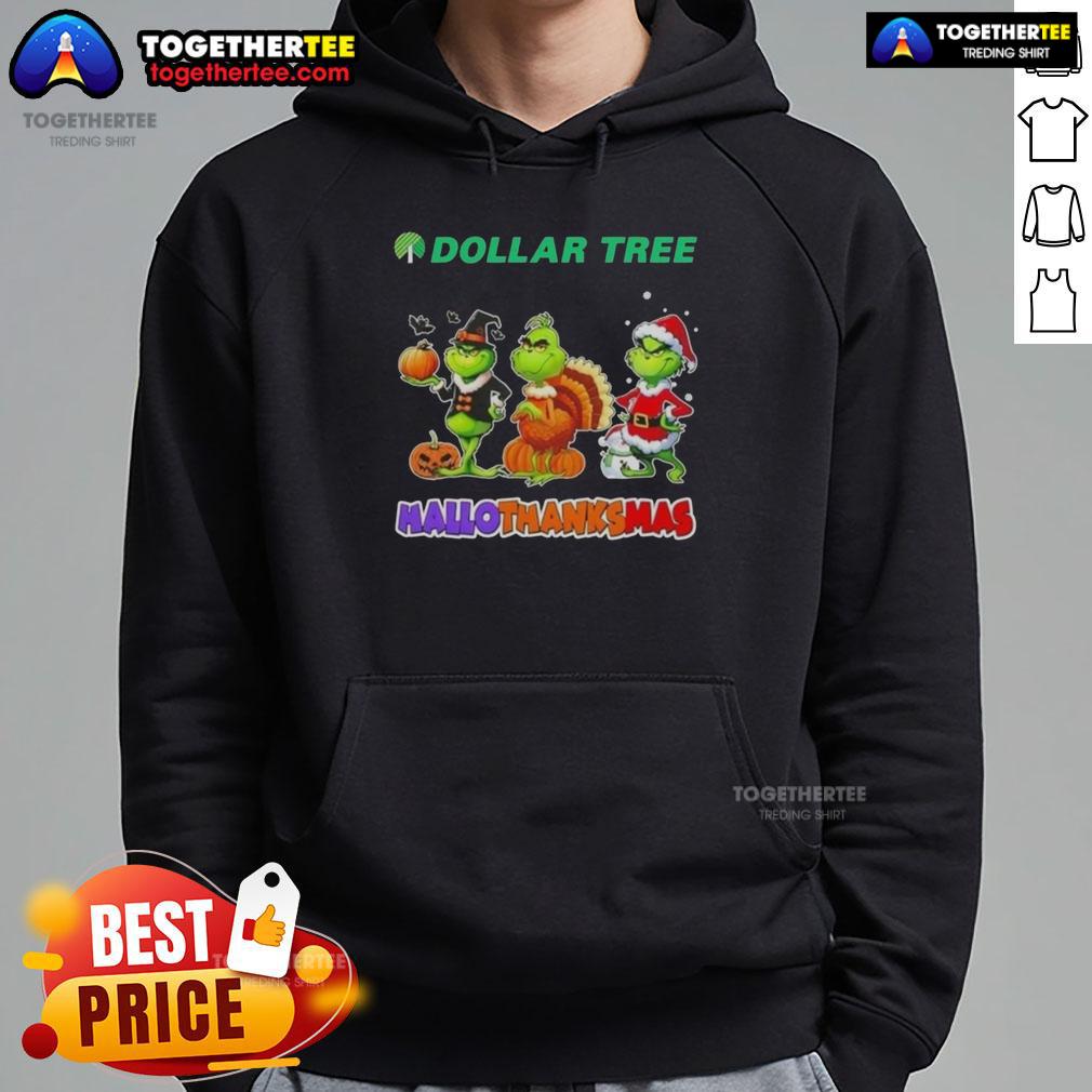 Awesome Dollar Tree X Grinch Cosplay Happy HalloThanksMas T-Shirt - Image 2