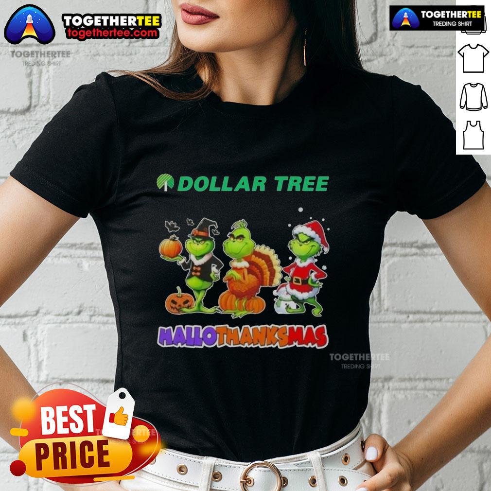 Awesome Dollar Tree X Grinch Cosplay Happy HalloThanksMas T-Shirt - Image 3