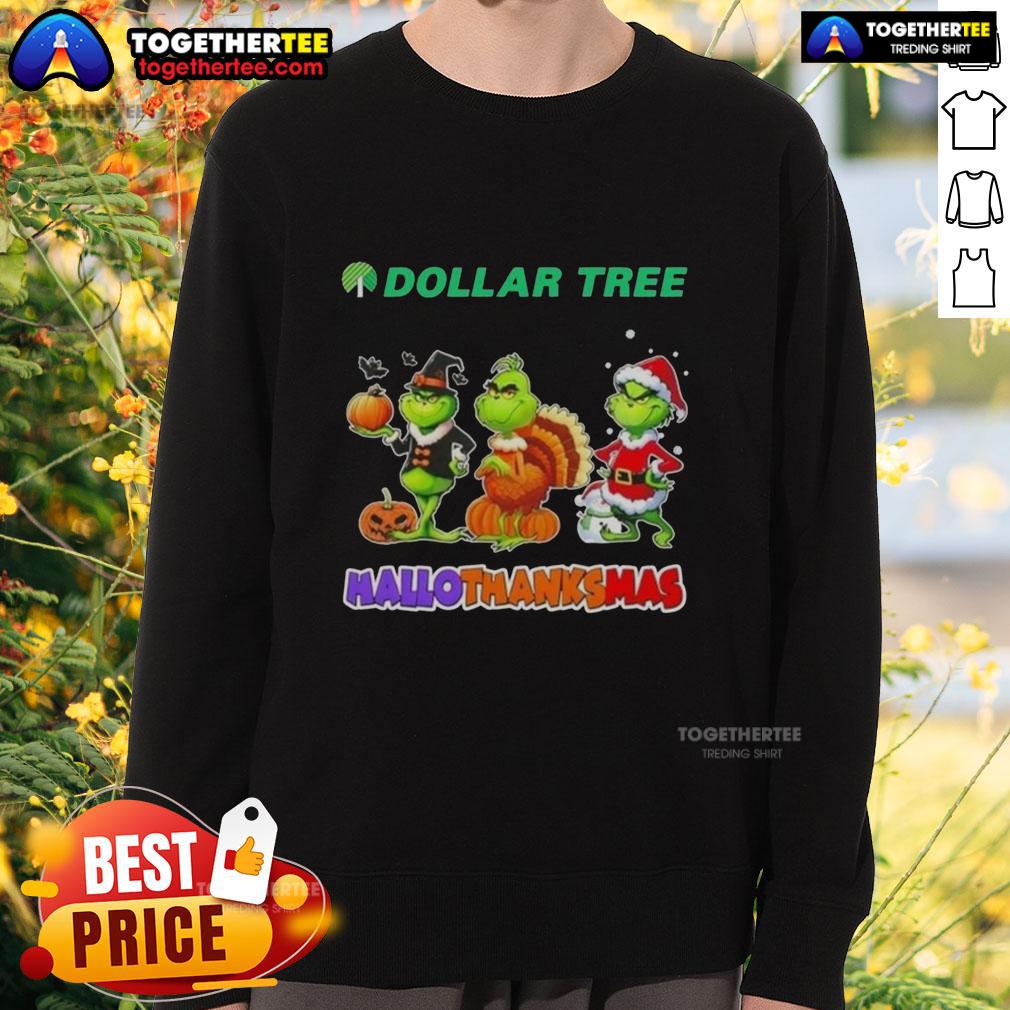 Awesome Dollar Tree X Grinch Cosplay Happy HalloThanksMas T-Shirt - Image 5
