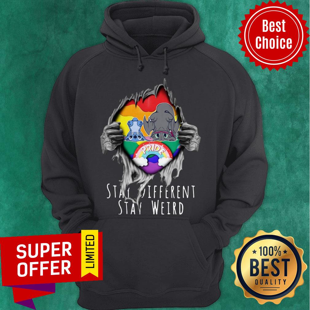 Official Blood Inside Me Stitch And Night Fury Stay Different Stay Weird Shirt - Image 3
