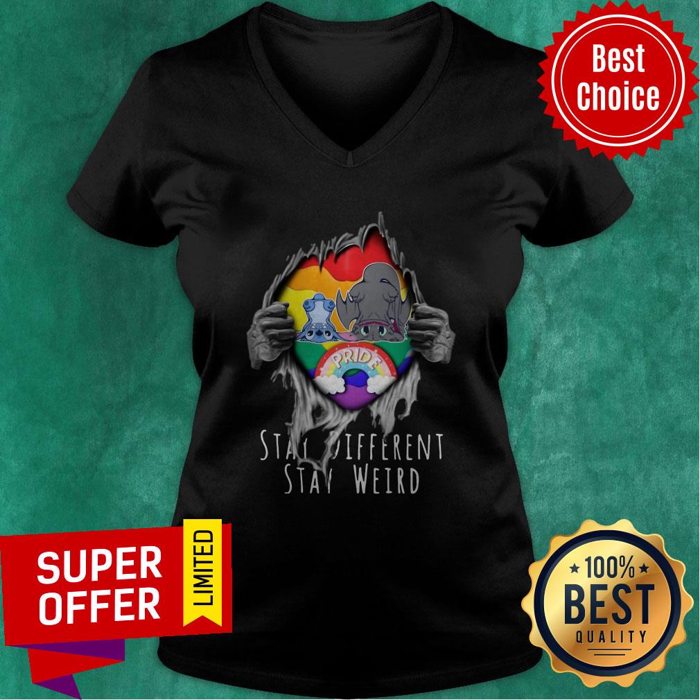 Official Blood Inside Me Stitch And Night Fury Stay Different Stay Weird Shirt - Image 4
