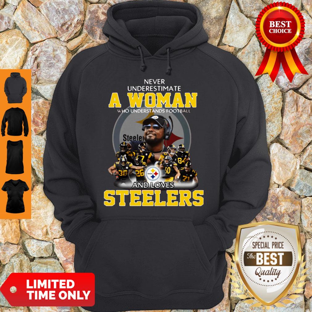 Never Underestimate A Woman Who Understands Football And Loves Steelers Shirt - Image 2