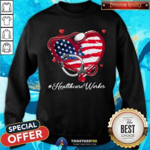 Alternative view of Stethoscope American Flag Heart Healthcare Worker Shirt
