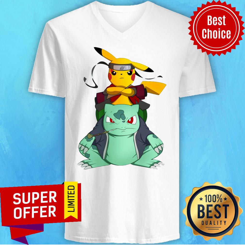 Pokemon Pikachu And Bulbasaur Mashup Naruto Jiraiya Shirt - Image 4