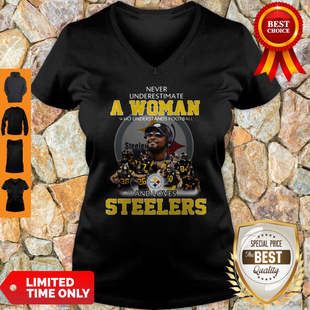 Never Underestimate A Woman Who Understands Football And Loves Steelers Shirt - Image 3