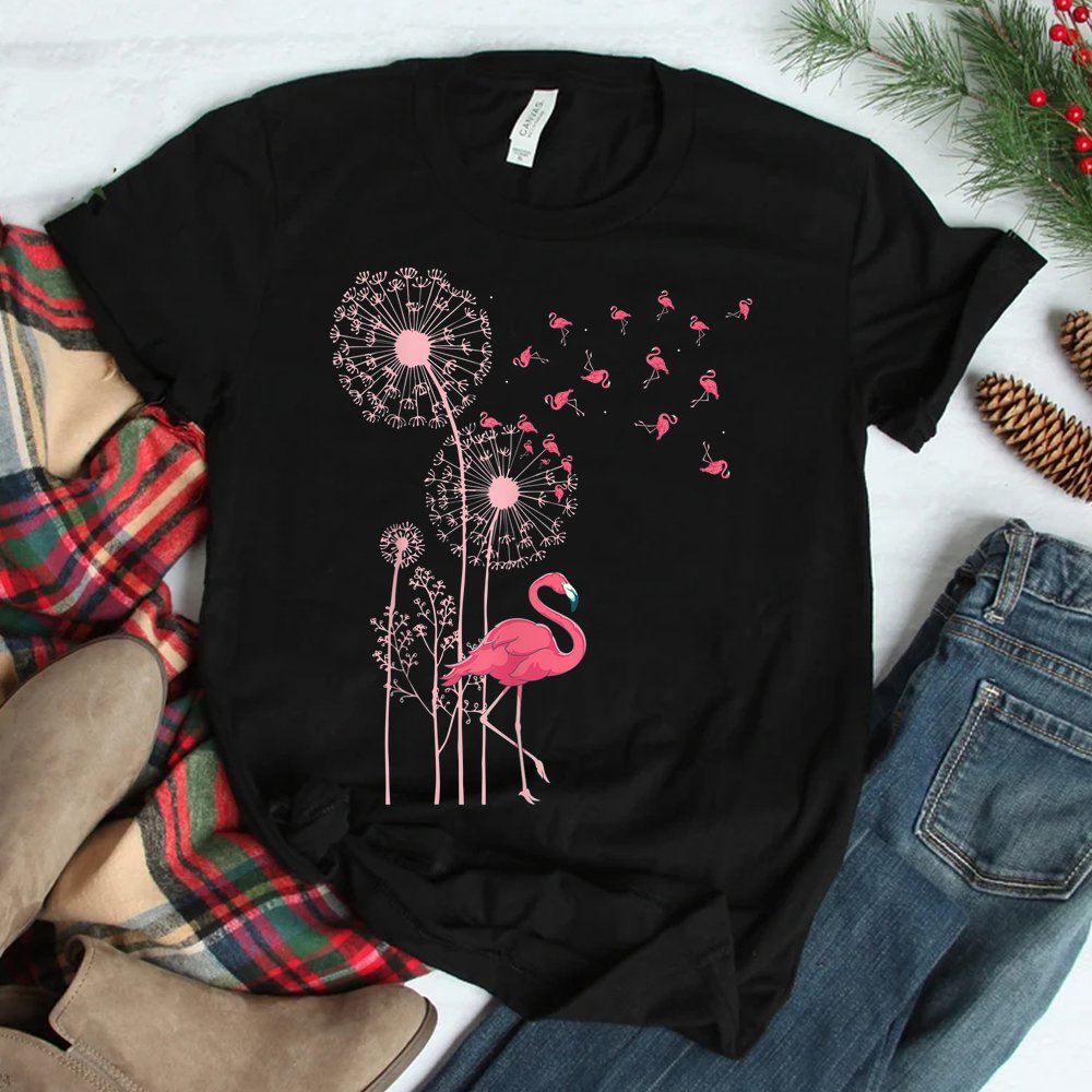 Flower Dandelion Exotic Animal Tropical Bird Pink Flamingo Shirt