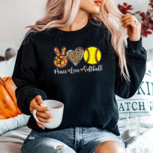 Alternative view of Peace Love Softball Leopard Softball Player Girl Shirt