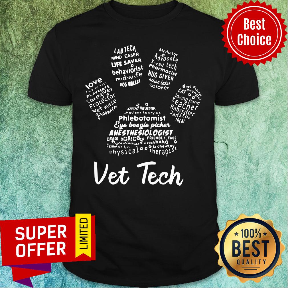 Funny Vet Tech Paw Print Shirt