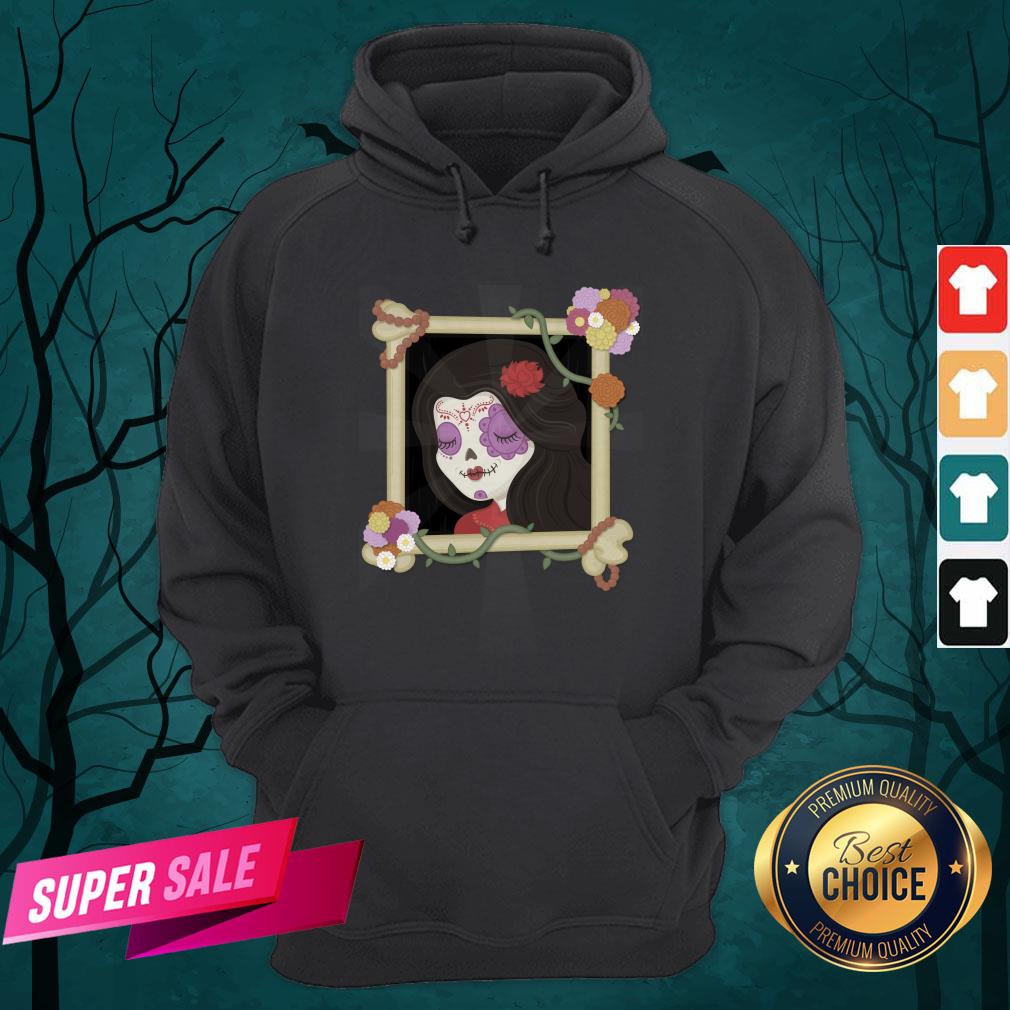 Sugar Skull Girl Beautiful Day Of The Dead Dia De Muertos Shirt - Image 3