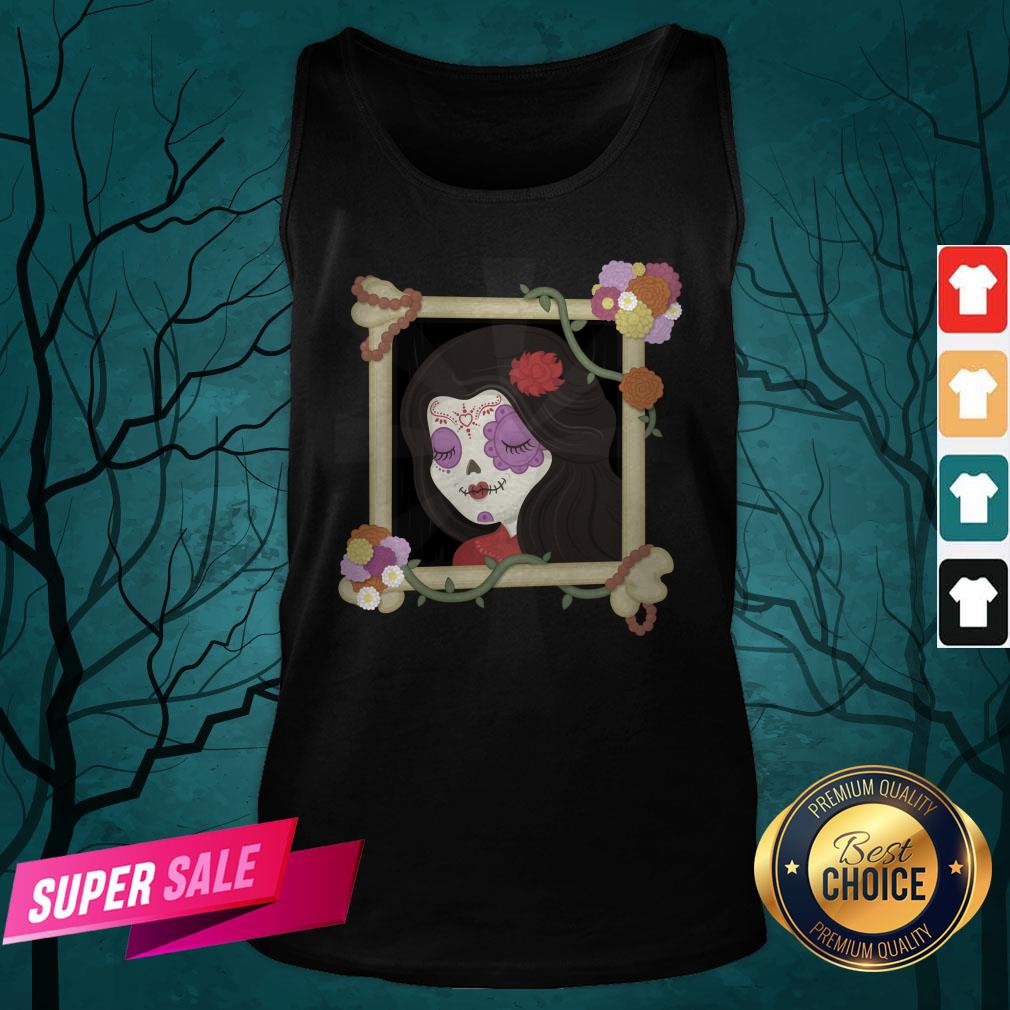 Sugar Skull Girl Beautiful Day Of The Dead Dia De Muertos Shirt - Image 5