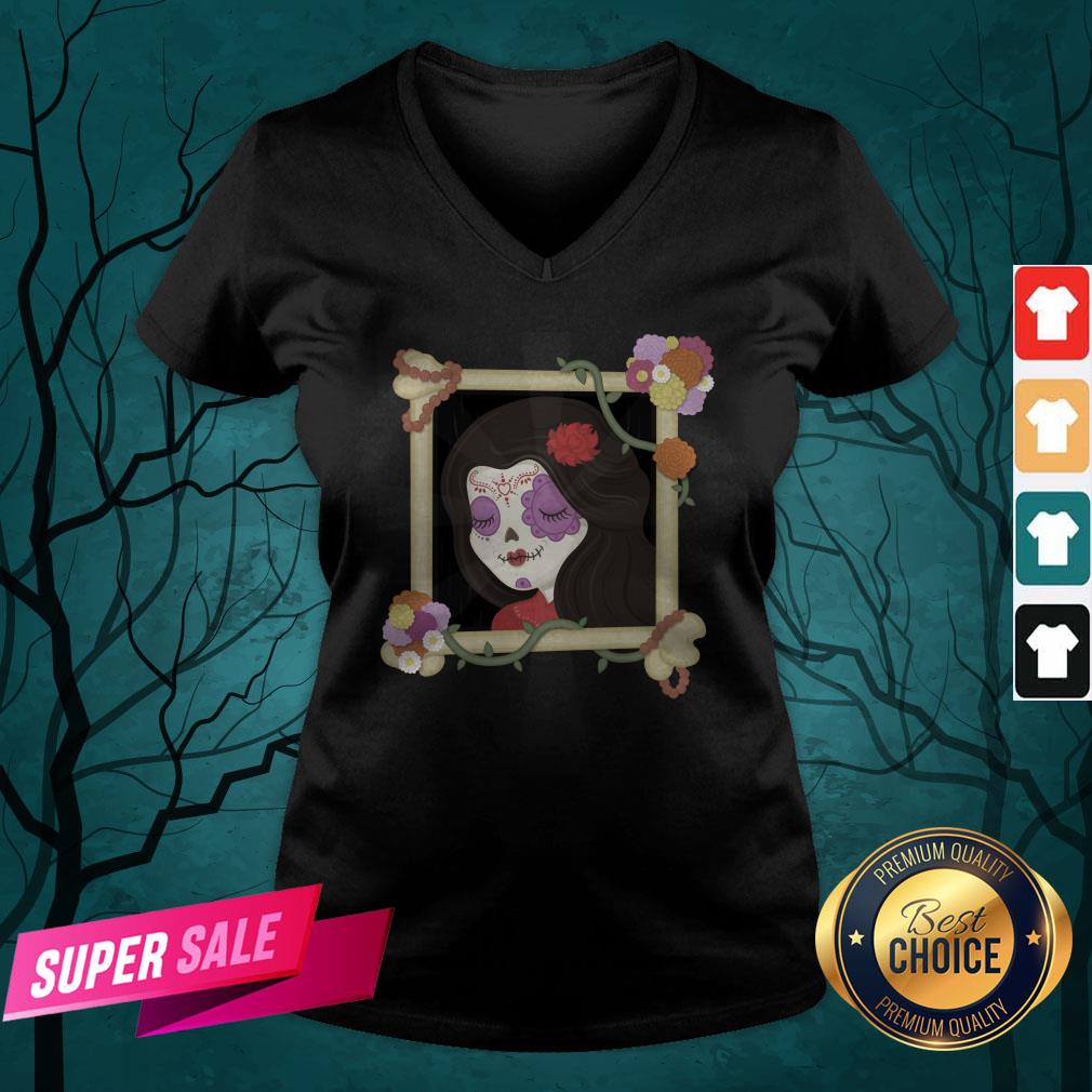 Sugar Skull Girl Beautiful Day Of The Dead Dia De Muertos Shirt - Image 4