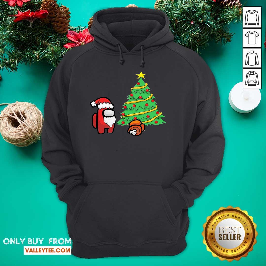Pretty Among Us Hat Santa And Tree Pine Merry Christmas Shirt - Image 3