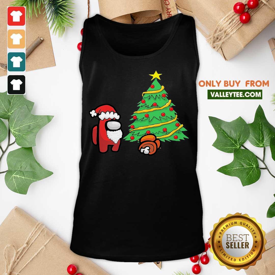 Pretty Among Us Hat Santa And Tree Pine Merry Christmas Shirt - Image 5