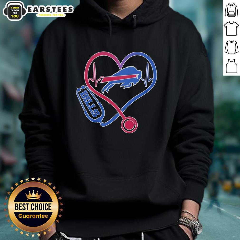 Good Nurse Heartbeat X Buffalo Bills Logo T-Shirt - Image 2