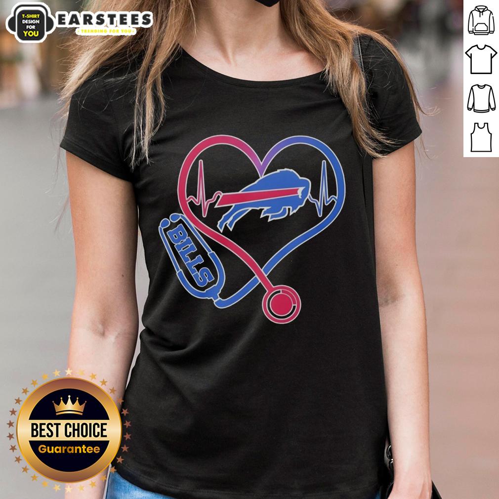 Good Nurse Heartbeat X Buffalo Bills Logo T-Shirt - Image 3