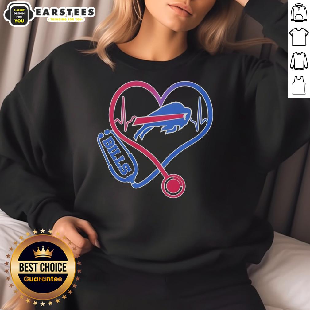 Good Nurse Heartbeat X Buffalo Bills Logo T-Shirt - Image 5
